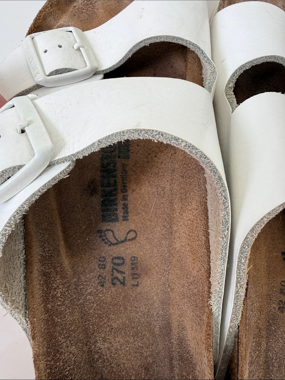 Birkenstock Arizona supergrip White leather Sandals 11 42 R - Picture 2 of 9